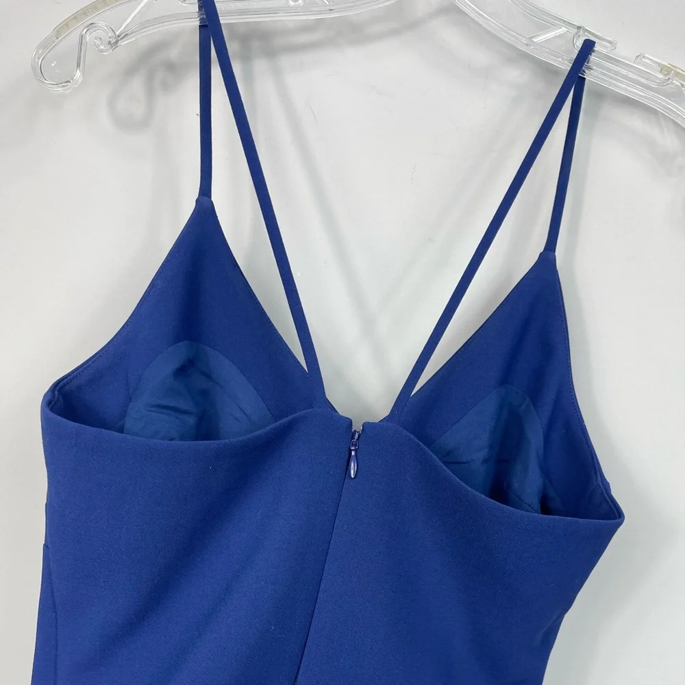 LIKELY Brooklyn Cocktail Dress Blue Midi Bodycon Strappy Sexy Front Slit Revolve - Picture 11 of 16